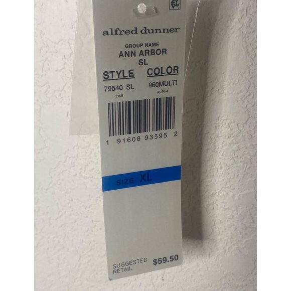 Alfred Dunner Ann Arbor Top Womens Size XL Blue Striped Tunic Lace 3/4 Sleeves L - Picture 4 of 8